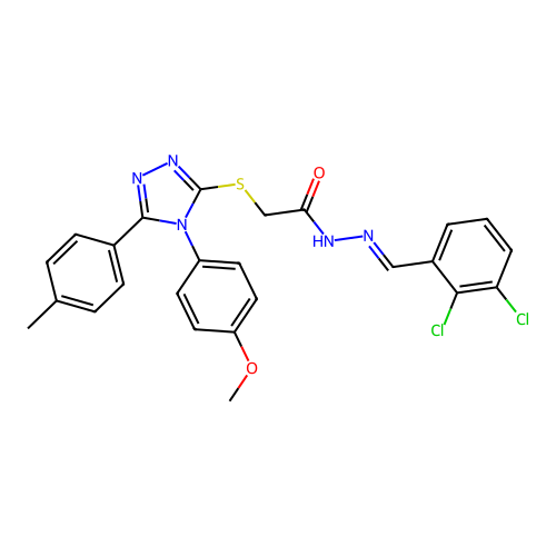 N'-[(E)-(2,3-dichlorophenyl)methylidene]-2-{[4-(4-methoxyphenyl)-5-(4-methylphenyl)-4H-1,2,4-triazol-3-yl]sulfanyl}acetohydrazide structure