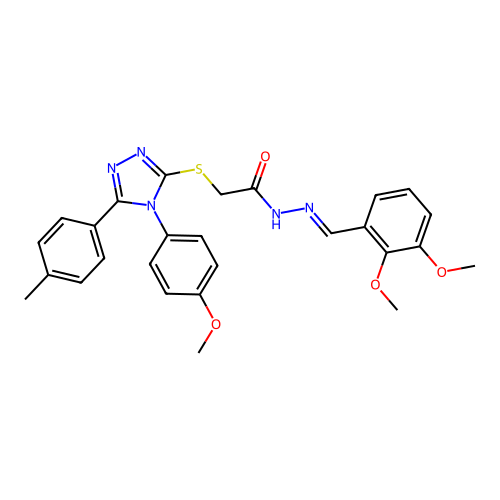 N'-[(E)-(2,3-dimethoxyphenyl)methylidene]-2-{[4-(4-methoxyphenyl)-5-(4-methylphenyl)-4H-1,2,4-triazol-3-yl]sulfanyl}acetohydrazide structure