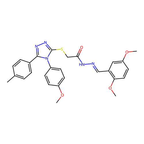 N'-[(E)-(2,5-dimethoxyphenyl)methylidene]-2-{[4-(4-methoxyphenyl)-5-(4-methylphenyl)-4H-1,2,4-triazol-3-yl]sulfanyl}acetohydrazide structure
