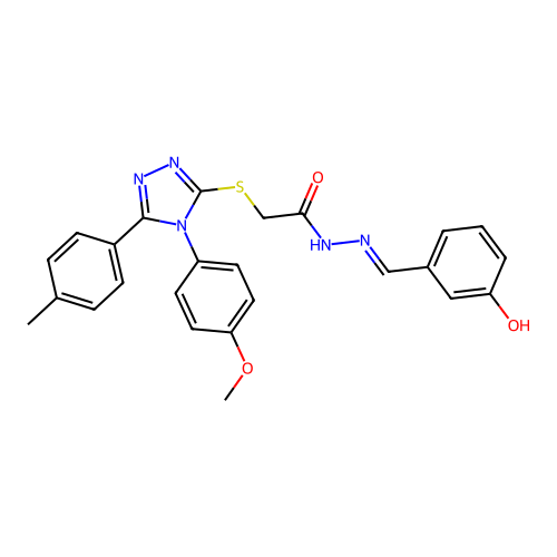 N'-[(E)-(3-hydroxyphenyl)methylidene]-2-{[4-(4-methoxyphenyl)-5-(4-methylphenyl)-4H-1,2,4-triazol-3-yl]sulfanyl}acetohydrazide structure