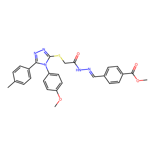 methyl 4-{(E)-[2-({[4-(4-methoxyphenyl)-5-(4-methylphenyl)-4H-1,2,4-triazol-3-yl]sulfanyl}acetyl)hydrazinylidene]methyl}benzoate structure