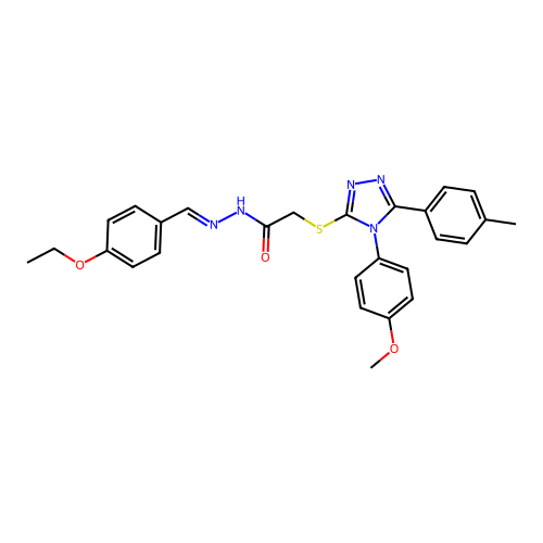 N'-[(E)-(4-ethoxyphenyl)methylidene]-2-{[4-(4-methoxyphenyl)-5-(4-methylphenyl)-4H-1,2,4-triazol-3-yl]sulfanyl}acetohydrazide structure