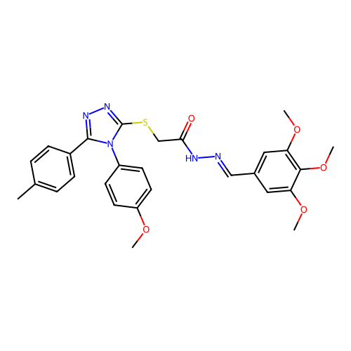 2-{[4-(4-methoxyphenyl)-5-(4-methylphenyl)-4H-1,2,4-triazol-3-yl]sulfanyl}-N'-[(E)-(3,4,5-trimethoxyphenyl)methylidene]acetohydrazide structure
