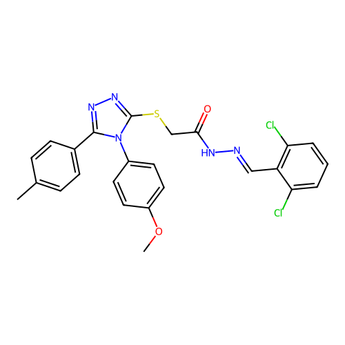 N'-[(E)-(2,6-dichlorophenyl)methylidene]-2-{[4-(4-methoxyphenyl)-5-(4-methylphenyl)-4H-1,2,4-triazol-3-yl]sulfanyl}acetohydrazide structure