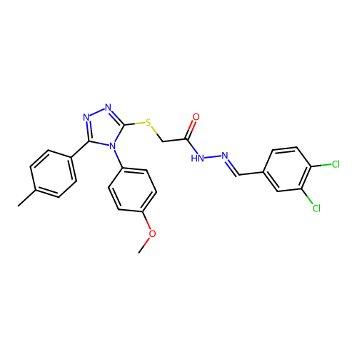 N'-[(E)-(3,4-dichlorophenyl)methylidene]-2-{[4-(4-methoxyphenyl)-5-(4-methylphenyl)-4H-1,2,4-triazol-3-yl]sulfanyl}acetohydrazide structure