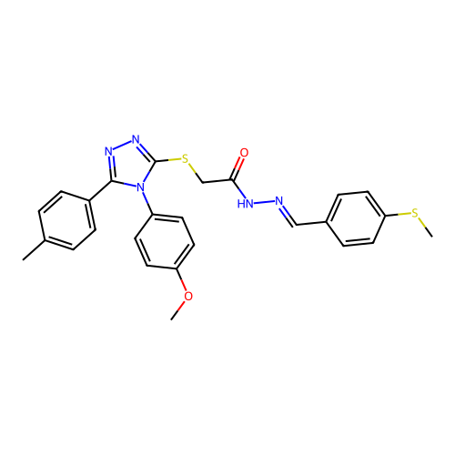 2-{[4-(4-methoxyphenyl)-5-(4-methylphenyl)-4H-1,2,4-triazol-3-yl]sulfanyl}-N'-{(E)-[4-(methylsulfanyl)phenyl]methylidene}acetohydrazide structure