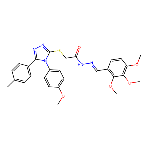 2-{[4-(4-methoxyphenyl)-5-(4-methylphenyl)-4H-1,2,4-triazol-3-yl]sulfanyl}-N'-[(E)-(2,3,4-trimethoxyphenyl)methylidene]acetohydrazide structure