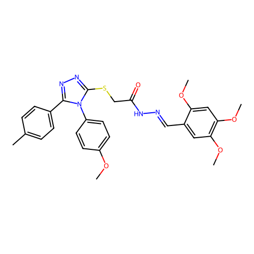 2-{[4-(4-methoxyphenyl)-5-(4-methylphenyl)-4H-1,2,4-triazol-3-yl]sulfanyl}-N'-[(E)-(2,4,5-trimethoxyphenyl)methylidene]acetohydrazide structure