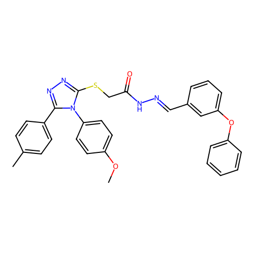 2-{[4-(4-methoxyphenyl)-5-(4-methylphenyl)-4H-1,2,4-triazol-3-yl]sulfanyl}-N'-[(E)-(3-phenoxyphenyl)methylidene]acetohydrazide structure
