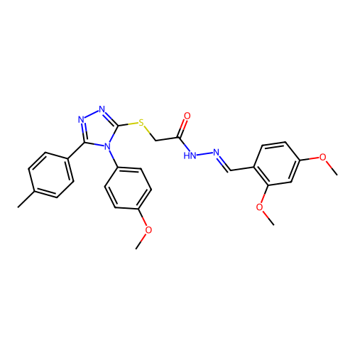 N'-[(E)-(2,4-dimethoxyphenyl)methylidene]-2-{[4-(4-methoxyphenyl)-5-(4-methylphenyl)-4H-1,2,4-triazol-3-yl]sulfanyl}acetohydrazide structure
