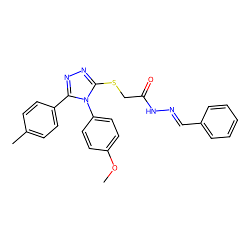 2-{[4-(4-methoxyphenyl)-5-(4-methylphenyl)-4H-1,2,4-triazol-3-yl]sulfanyl}-N'-[(E)-phenylmethylidene]acetohydrazide structure