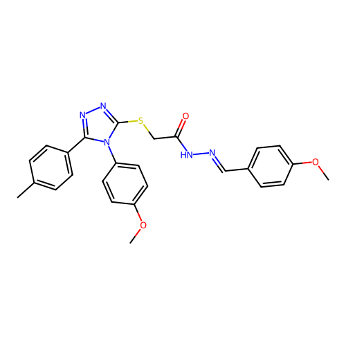 N'-[(E)-(4-methoxyphenyl)methylidene]-2-{[4-(4-methoxyphenyl)-5-(4-methylphenyl)-4H-1,2,4-triazol-3-yl]sulfanyl}acetohydrazide structure