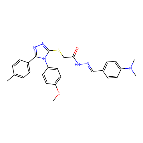 N'-{(E)-[4-(dimethylamino)phenyl]methylidene}-2-{[4-(4-methoxyphenyl)-5-(4-methylphenyl)-4H-1,2,4-triazol-3-yl]sulfanyl}acetohydrazide structure