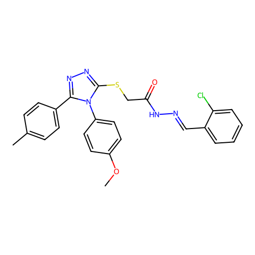 N'-[(E)-(2-chlorophenyl)methylidene]-2-{[4-(4-methoxyphenyl)-5-(4-methylphenyl)-4H-1,2,4-triazol-3-yl]sulfanyl}acetohydrazide structure