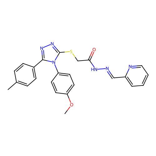 2-{[4-(4-methoxyphenyl)-5-(4-methylphenyl)-4H-1,2,4-triazol-3-yl]sulfanyl}-N'-[(E)-pyridin-2-ylmethylidene]acetohydrazide structure