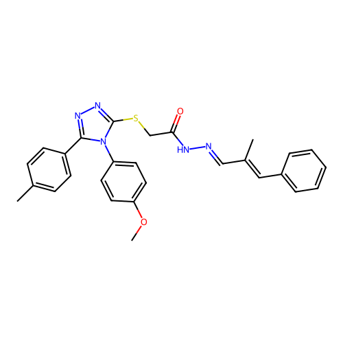 2-{[4-(4-methoxyphenyl)-5-(4-methylphenyl)-4H-1,2,4-triazol-3-yl]sulfanyl}-N'-[(1E,2E)-2-methyl-3-phenylprop-2-en-1-ylidene]acetohydrazide structure