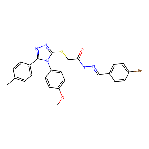 N'-[(E)-(4-bromophenyl)methylidene]-2-{[4-(4-methoxyphenyl)-5-(4-methylphenyl)-4H-1,2,4-triazol-3-yl]sulfanyl}acetohydrazide structure