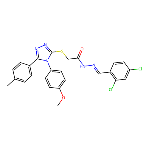 N'-[(E)-(2,4-dichlorophenyl)methylidene]-2-{[4-(4-methoxyphenyl)-5-(4-methylphenyl)-4H-1,2,4-triazol-3-yl]sulfanyl}acetohydrazide structure