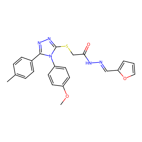 N'-[(E)-furan-2-ylmethylidene]-2-{[4-(4-methoxyphenyl)-5-(4-methylphenyl)-4H-1,2,4-triazol-3-yl]sulfanyl}acetohydrazide structure
