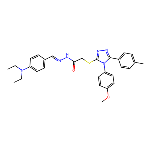 N'-{(E)-[4-(diethylamino)phenyl]methylidene}-2-{[4-(4-methoxyphenyl)-5-(4-methylphenyl)-4H-1,2,4-triazol-3-yl]sulfanyl}acetohydrazide structure
