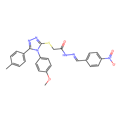 2-{[4-(4-methoxyphenyl)-5-(4-methylphenyl)-4H-1,2,4-triazol-3-yl]sulfanyl}-N'-[(E)-(4-nitrophenyl)methylidene]acetohydrazide structure