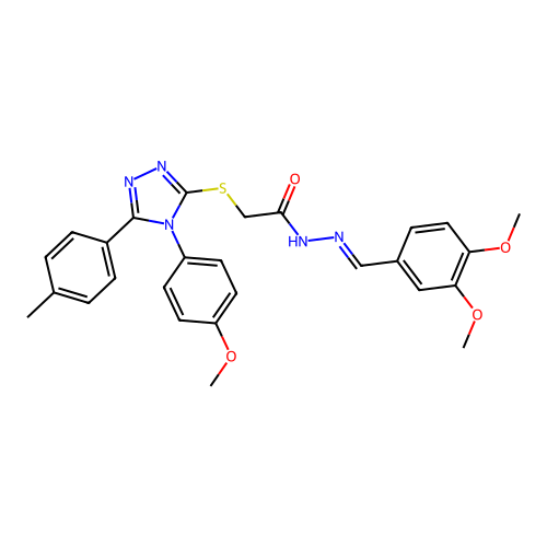 N'-[(E)-(3,4-dimethoxyphenyl)methylidene]-2-{[4-(4-methoxyphenyl)-5-(4-methylphenyl)-4H-1,2,4-triazol-3-yl]sulfanyl}acetohydrazide structure