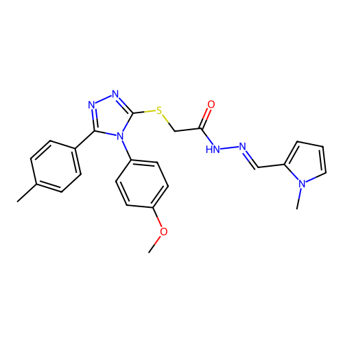 2-{[4-(4-methoxyphenyl)-5-(4-methylphenyl)-4H-1,2,4-triazol-3-yl]sulfanyl}-N'-[(E)-(1-methyl-1H-pyrrol-2-yl)methylidene]acetohydrazide structure