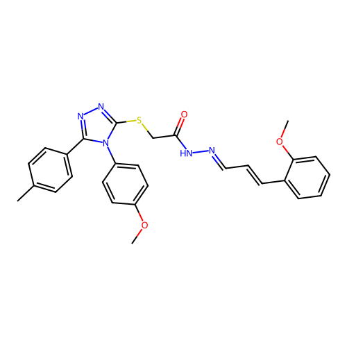 2-{[4-(4-methoxyphenyl)-5-(4-methylphenyl)-4H-1,2,4-triazol-3-yl]sulfanyl}-N'-[(1E,2E)-3-(2-methoxyphenyl)prop-2-en-1-ylidene]acetohydrazide structure