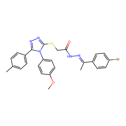 (E)-N'-(1-(4-bromophenyl)ethylidene)-2-((4-(4-methoxyphenyl)-5-(p-tolyl)-4H-1,2,4-triazol-3-yl)thio)acetohydrazide structure