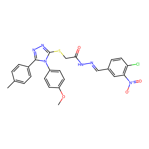 (E)-N'-(4-chloro-3-nitrobenzylidene)-2-((4-(4-methoxyphenyl)-5-(p-tolyl)-4H-1,2,4-triazol-3-yl)thio)acetohydrazide structure