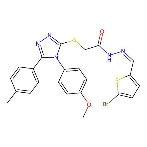 N'-[(E)-(5-BROMO-2-THIENYL)METHYLIDENE]-2-{[4-(4-METHOXYPHENYL)-5-(4-METHYLPHENYL)-4H-1,2,4-TRIAZOL-3-YL]SULFANYL}ACETOHYDRAZIDE structure