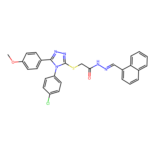 2-{[4-(4-chlorophenyl)-5-(4-methoxyphenyl)-4H-1,2,4-triazol-3-yl]sulfanyl}-N'-[(E)-naphthalen-1-ylmethylidene]acetohydrazide structure