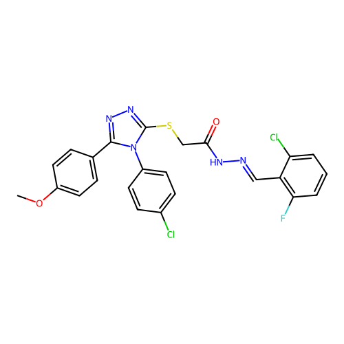 N'-[(E)-(2-chloro-6-fluorophenyl)methylidene]-2-{[4-(4-chlorophenyl)-5-(4-methoxyphenyl)-4H-1,2,4-triazol-3-yl]sulfanyl}acetohydrazide structure
