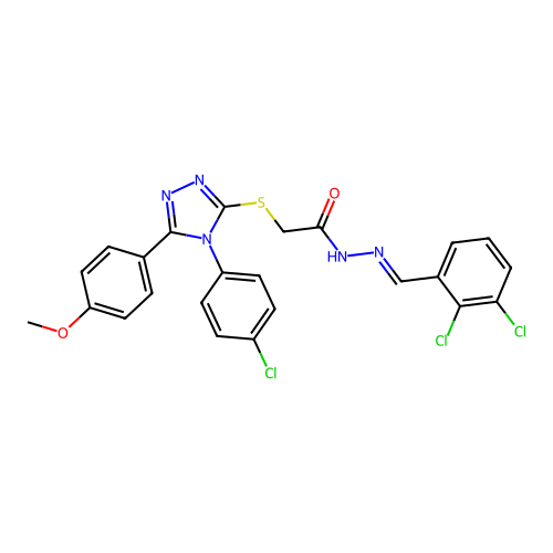 2-{[4-(4-chlorophenyl)-5-(4-methoxyphenyl)-4H-1,2,4-triazol-3-yl]sulfanyl}-N'-[(E)-(2,3-dichlorophenyl)methylidene]acetohydrazide structure