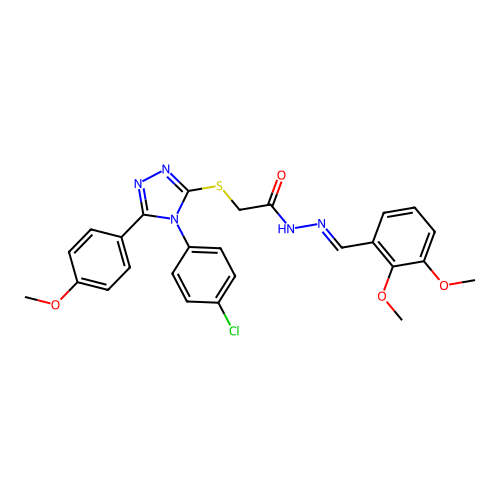2-{[4-(4-chlorophenyl)-5-(4-methoxyphenyl)-4H-1,2,4-triazol-3-yl]sulfanyl}-N'-[(E)-(2,3-dimethoxyphenyl)methylidene]acetohydrazide structure