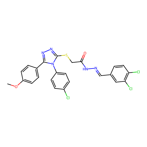 2-{[4-(4-chlorophenyl)-5-(4-methoxyphenyl)-4H-1,2,4-triazol-3-yl]sulfanyl}-N'-[(E)-(3,4-dichlorophenyl)methylidene]acetohydrazide structure