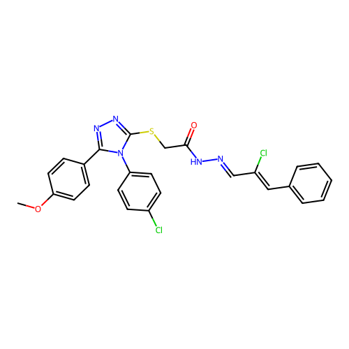 2-{[4-(4-chlorophenyl)-5-(4-methoxyphenyl)-4H-1,2,4-triazol-3-yl]sulfanyl}-N'-[(1E,2Z)-2-chloro-3-phenylprop-2-en-1-ylidene]acetohydrazide structure