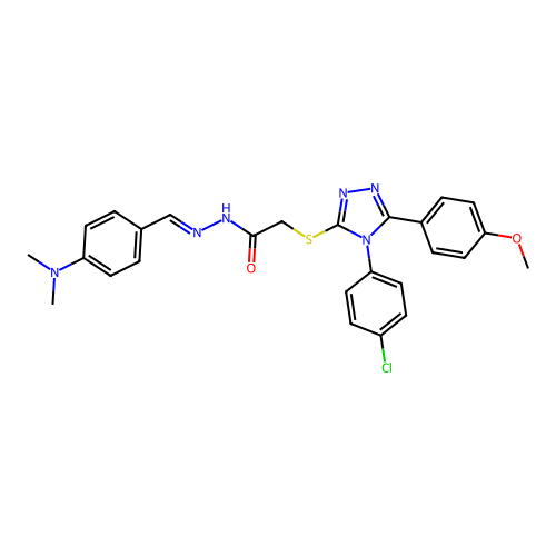 2-{[4-(4-chlorophenyl)-5-(4-methoxyphenyl)-4H-1,2,4-triazol-3-yl]sulfanyl}-N'-{(E)-[4-(dimethylamino)phenyl]methylidene}acetohydrazide structure