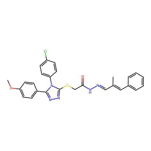 2-{[4-(4-chlorophenyl)-5-(4-methoxyphenyl)-4H-1,2,4-triazol-3-yl]sulfanyl}-N'-[(1E,2E)-2-methyl-3-phenylprop-2-en-1-ylidene]acetohydrazide structure