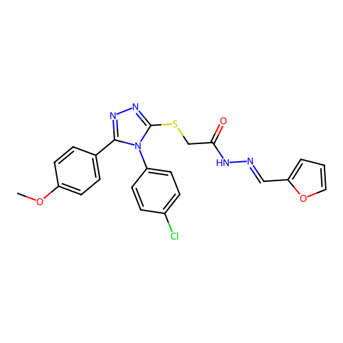 2-{[4-(4-chlorophenyl)-5-(4-methoxyphenyl)-4H-1,2,4-triazol-3-yl]sulfanyl}-N'-[(E)-furan-2-ylmethylidene]acetohydrazide structure