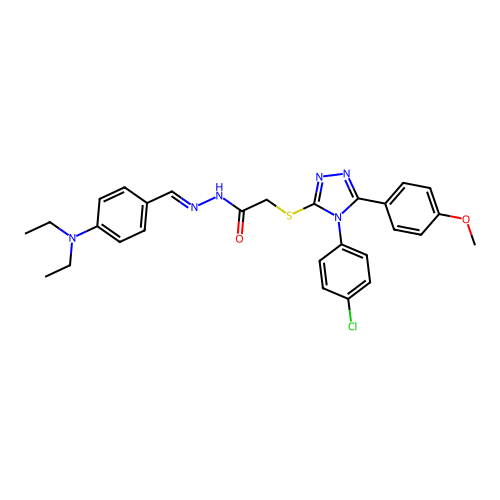 2-{[4-(4-chlorophenyl)-5-(4-methoxyphenyl)-4H-1,2,4-triazol-3-yl]sulfanyl}-N'-{(E)-[4-(diethylamino)phenyl]methylidene}acetohydrazide structure