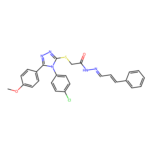 2-{[4-(4-chlorophenyl)-5-(4-methoxyphenyl)-4H-1,2,4-triazol-3-yl]sulfanyl}-N'-[(1E,2E)-3-phenylprop-2-en-1-ylidene]acetohydrazide structure