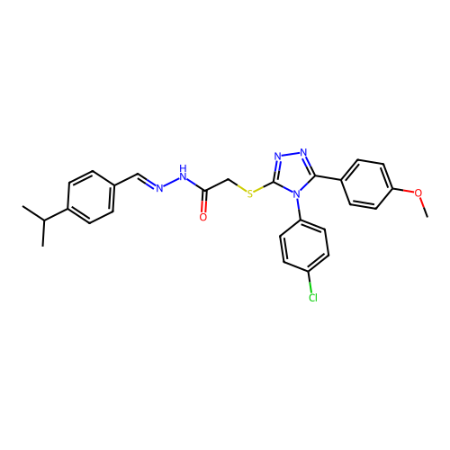 2-{[4-(4-chlorophenyl)-5-(4-methoxyphenyl)-4H-1,2,4-triazol-3-yl]sulfanyl}-N'-{(E)-[4-(propan-2-yl)phenyl]methylidene}acetohydrazide structure