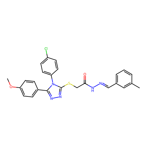 2-{[4-(4-chlorophenyl)-5-(4-methoxyphenyl)-4H-1,2,4-triazol-3-yl]sulfanyl}-N'-[(E)-(3-methylphenyl)methylidene]acetohydrazide structure