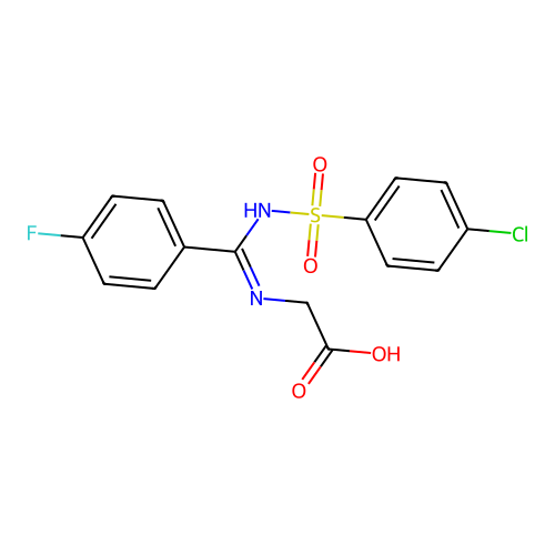 N-[{[(4-chlorophenyl)sulfonyl]imino}(4-fluorophenyl)methyl]glycine structure