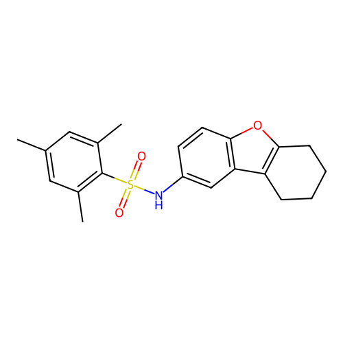 2,4,6-trimethyl-N-(6,7,8,9-tetrahydrodibenzo[b,d]furan-2-yl)benzenesulfonamide structure