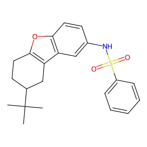 N-(8-tert-butyl-6,7,8,9-tetrahydrodibenzo[b,d]furan-2-yl)benzenesulfonamide structure