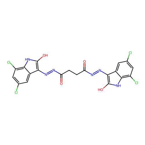 1-N',4-N'-bis(5,7-dichloro-2-oxoindol-3-yl)butanedihydrazide structure
