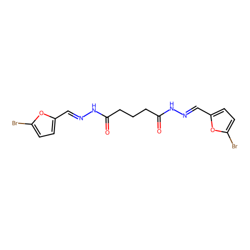 N'~1~,N'~5~-bis[(E)-(5-bromofuran-2-yl)methylidene]pentanedihydrazide structure