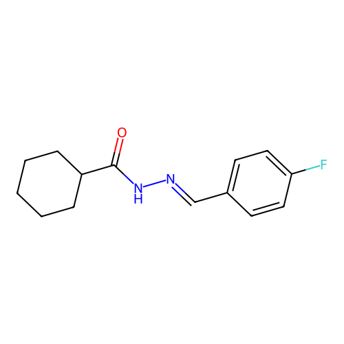 N-[(4-fluorophenyl)methylideneamino]cyclohexanecarboxamide structure